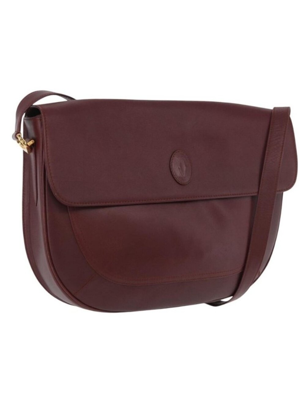Authentic CARTIER Must Line Shoulder Bag Leather Bordeaux Gold